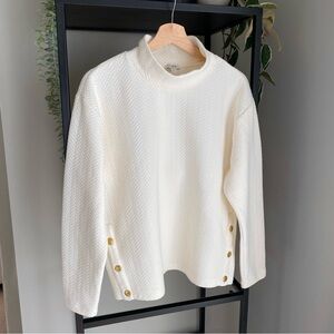 J. Crew Herringbone Quilted Mockneck Pullover